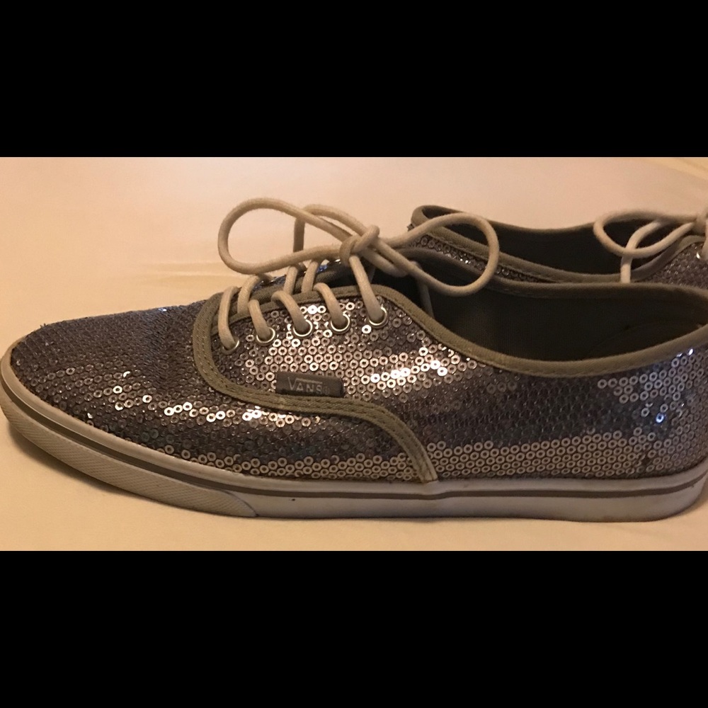 Vans silver sequined tennis shoes